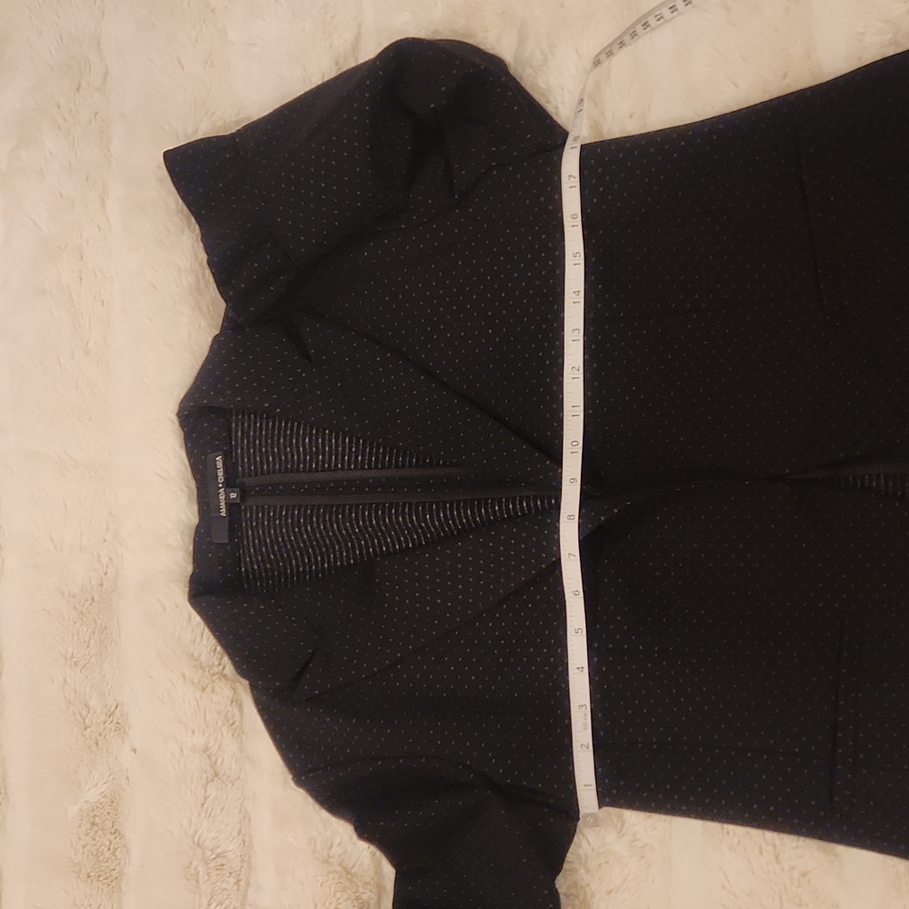 AMANDA & CHELSEA 12 Black Polka Dot Jacket Blazer 3/4 Ruffle Sleeve - Picture 13 of 16